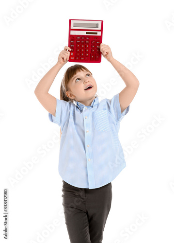 Little girl with calculator...