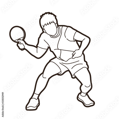 Ping Pong player, Table tennis action cartoon graphic vector