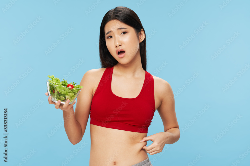 young woman with salad young woman with salad