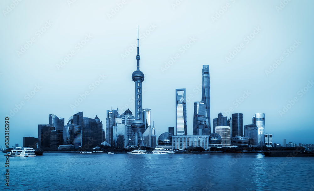 Fototapeta premium Nowoczesny krajobraz architektoniczny Lujiazui, Szanghaj