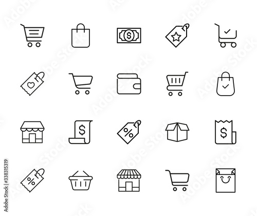 Modern thin line icons set of market.