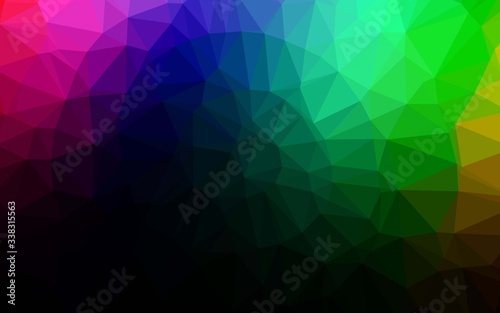 Dark Multicolor  Rainbow vector blurry triangle pattern. Shining illustration  which consist of triangles. Polygonal design for your web site.