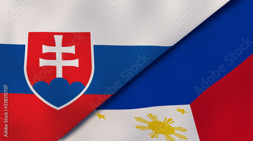 The flags of Slovakia and Philippines. News, reportage, business background. 3d illustration photo