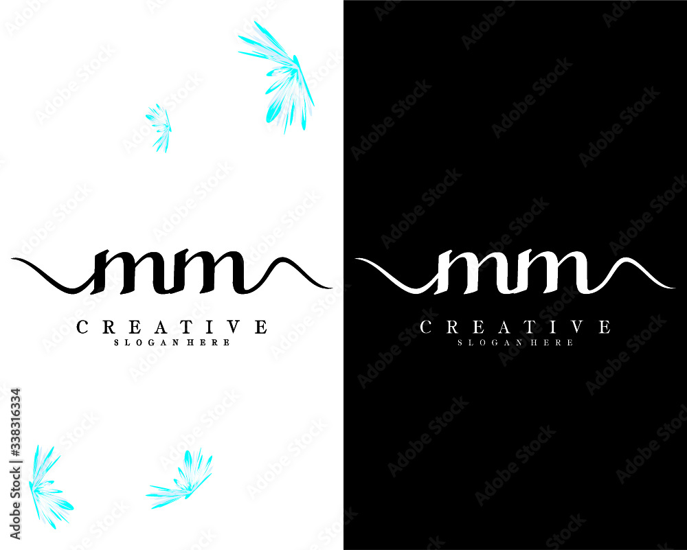 MM, M letter handwriting logo template vector