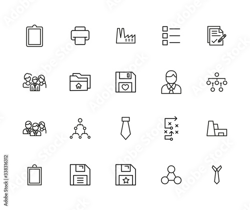 Stroke line icons set of work.