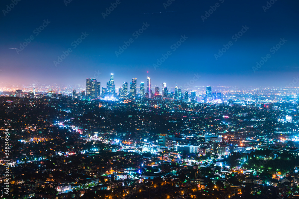 los angeles,california,usa,05-17-17: los angeles skyline at night.