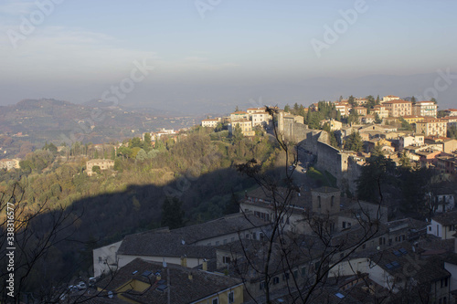 view from the top of the hill surrounding the historic town of Perugia, Italy