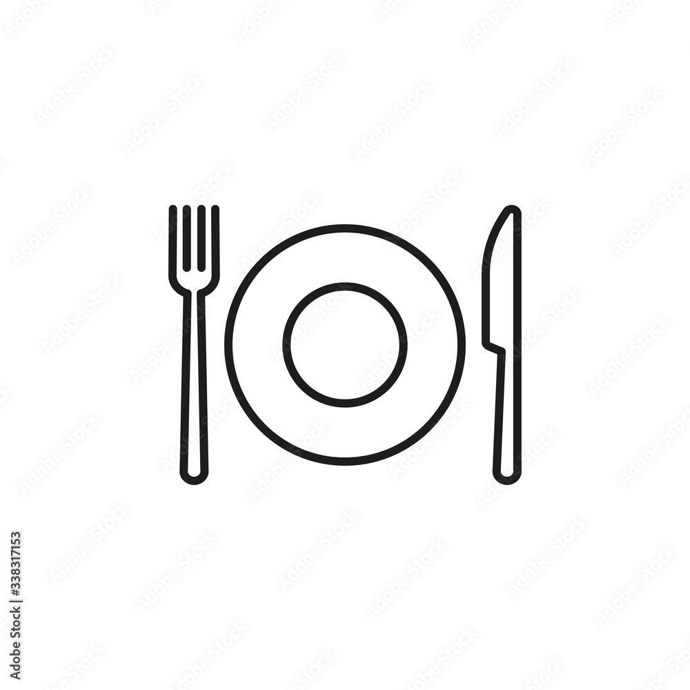 Plate and cutlery icon vector on white background Plate and cutlery icon vector on white background