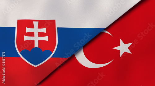 Canvas Print The flags of Slovakia and Turkey