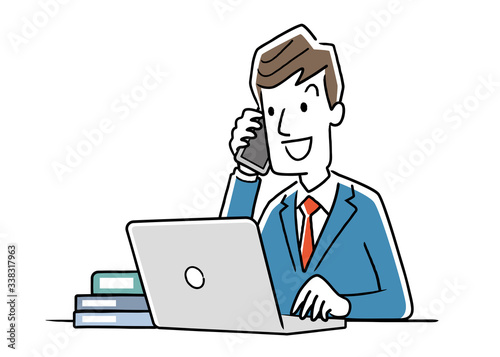Illustration material: Young businessman using a personal computer