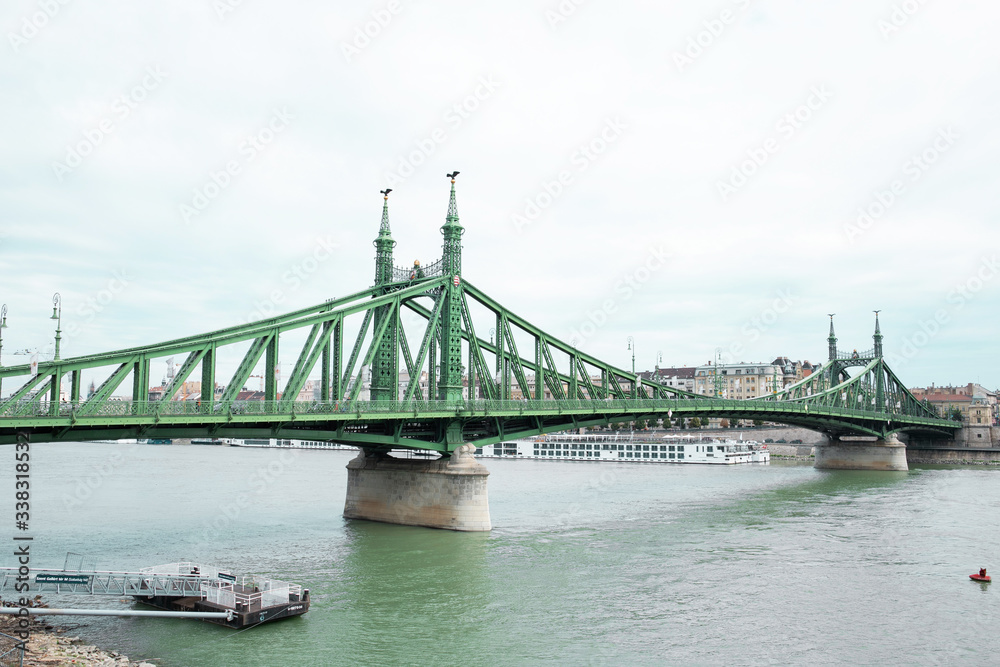 Naklejka premium Liberty Bridge in Budapest. Beautiful city landscape.