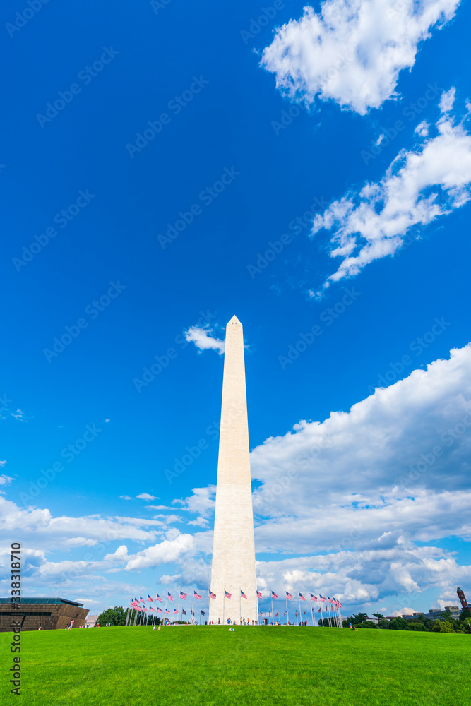 washington dc,Washington monument on sunny day with blue sky background.