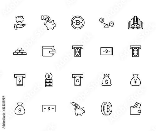 Vector line icons collection of investments.
