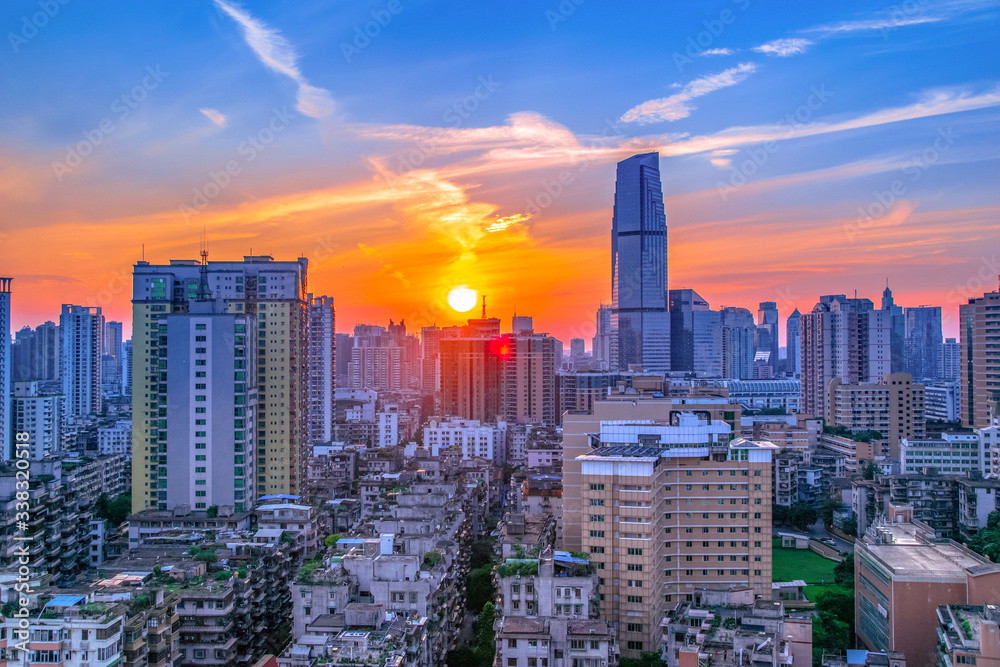 Sunset and clear sky  

skyline and cityscape of modern city Guangzhou