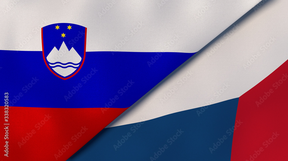 The flags of Slovenia and Czech Republic. News, reportage, business background. 3d illustration The flags of Slovenia and Czech Republic. News, reportage, business background. 3d illustration