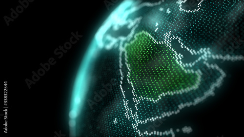 Saudi Arabia Map Hologram Effect, KSA Digital global map	
 photo