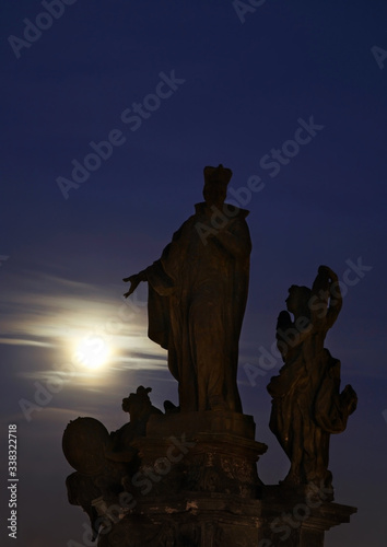 Statue of St. Francis of Borgia at Charles bridge (Karluv most) in Prague. Czech Republic