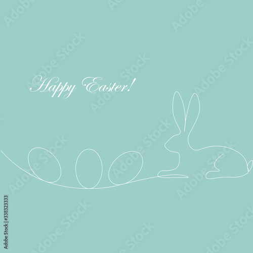 Happy easter bunny rabbit with eggs vector illustration © Keya