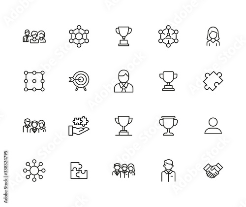 Simple set of leadership icons in trendy line style.
