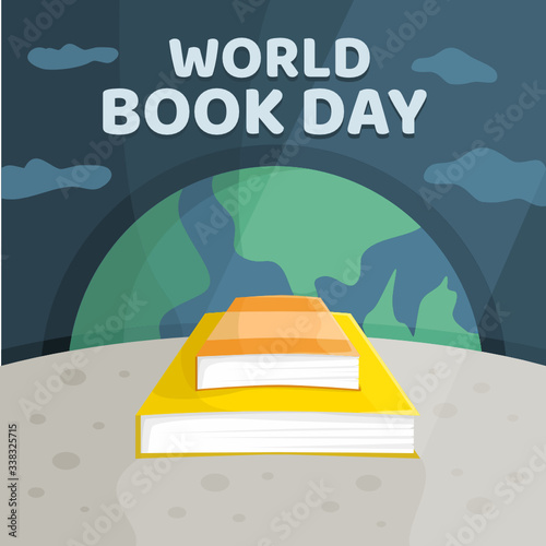 Poster World book day vector illustration in flat design style