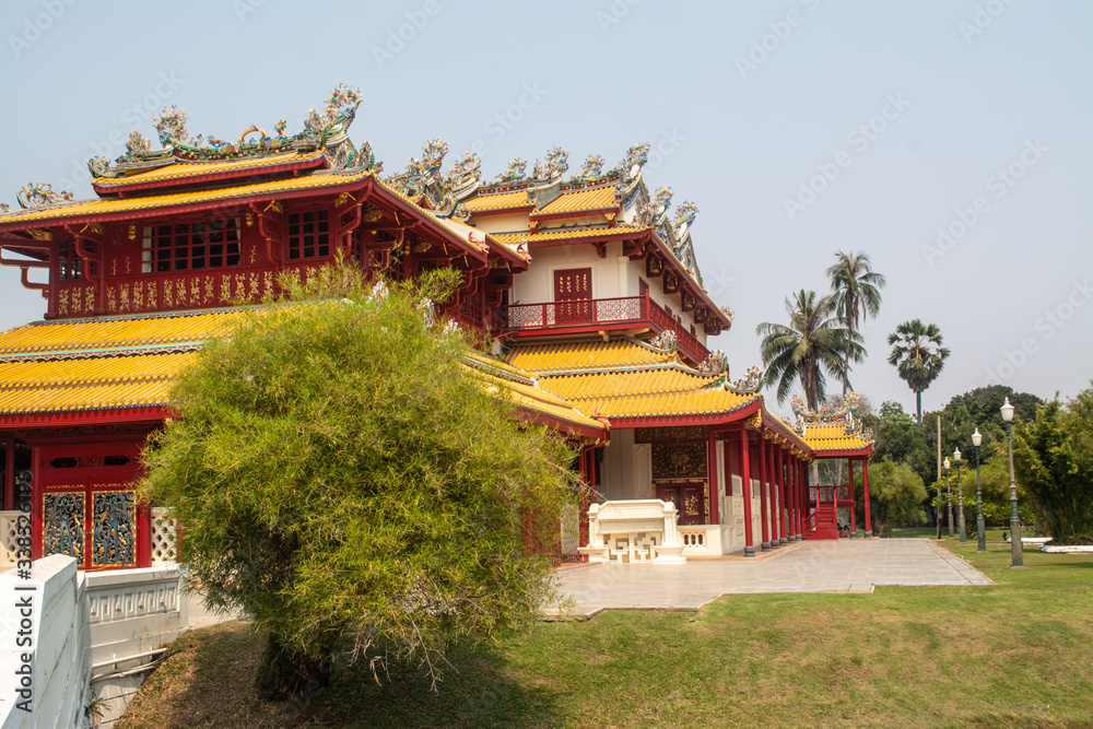 Phra Thinang Wehart Chamrun in Bang Pa-In Royal Palace or the Summer Palace that is a palace complex formerly used by the Thai kings in Ayutthaya Province Thailand.