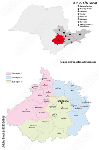Metropolitan Region of Sorocaba administrative vector map