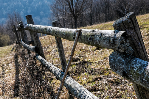 Wooden fence, Vrsatske rocks, White Carpathian mountains, Slovakia