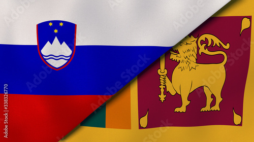 The flags of Slovenia and Sri Lanka. News  reportage  business background. 3d illustration