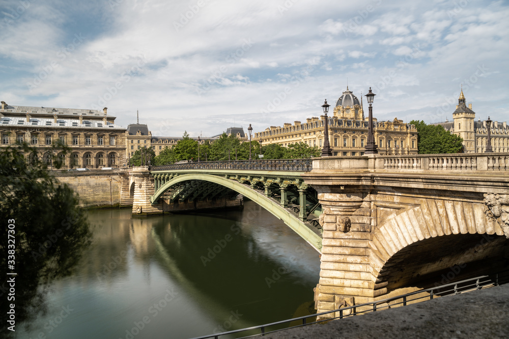 View of bridge Pont des Arts on Seine river in Paris - France View of bridge Pont des Arts on Seine river in Paris - France
