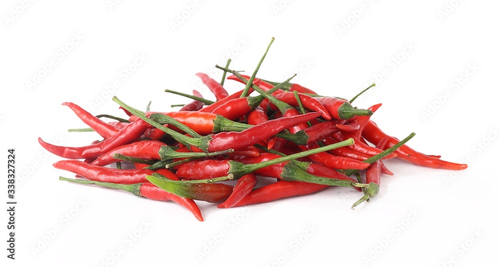 Group of fresh red chilli on white Group of fresh red chilli on white
