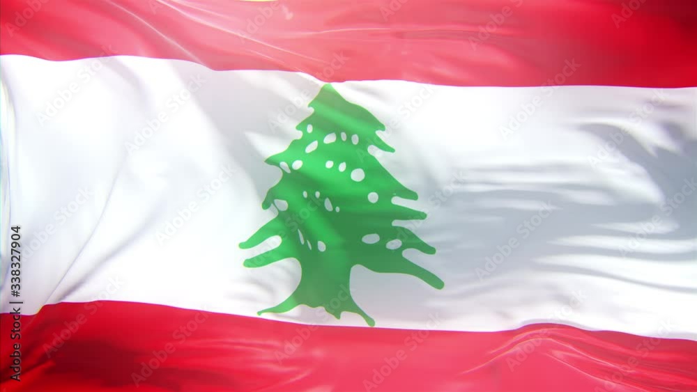 a 4K animated flag , Lebanon flag waving through the wind in slow motion a 4K animated flag , Lebanon flag waving through the wind in slow motion