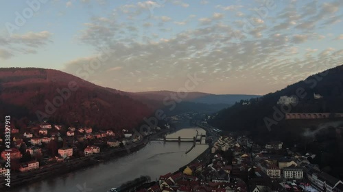 Aerial Footage of Heidelberg's town and Heidelberg's Castle in Germany. photo