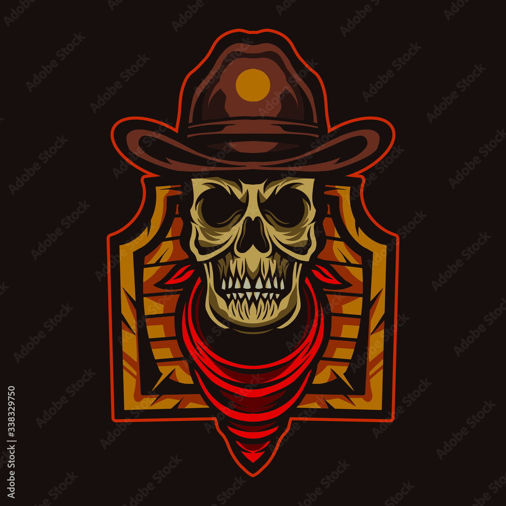 cowboy skull emblem vector illustration design cowboy skull emblem vector illustration design