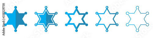 Sheriff star vector icons set. Vector illustration.