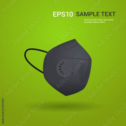 black antiviral medical respiratory face mask protection against coronavirus prevention of virus spreading and pandemic covid-19 health care surgical concept copy space vector illustration