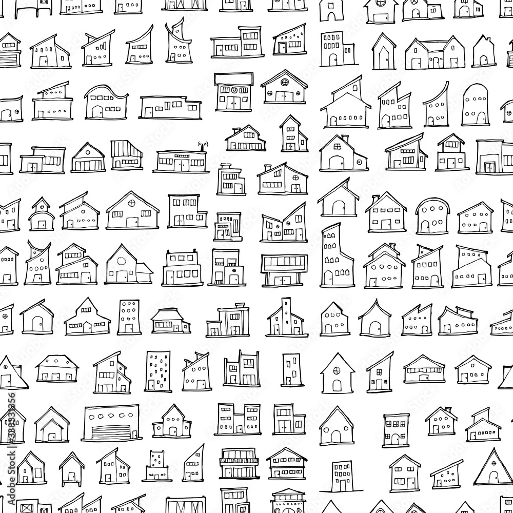 House doodle background seamless pattern. Drawing vector illustration hand drawn eps10 House doodle background seamless pattern. Drawing vector illustration hand drawn eps10