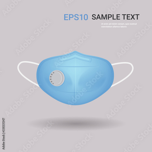 blue antiviral medical respiratory face mask protection against coronavirus prevention of virus spreading and pandemic covid-19 health care surgical concept copy space vector illustration