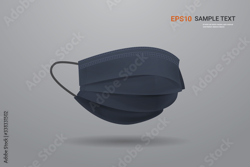 black antiviral medical respiratory face mask coronavirus protection covid-19 prevention health care concept copy space horizontal vector illustration