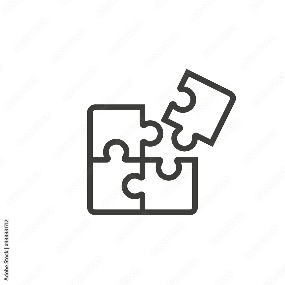 Puzzle pieces icon vector on white background - obrazy, fototapety, plakaty 