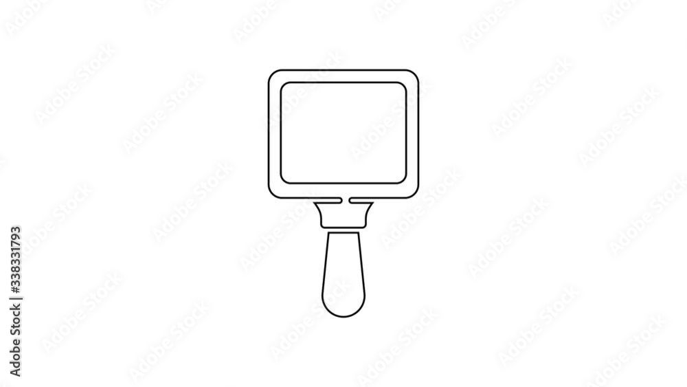 Black line Hand mirror icon isolated on white background. 4K Video motion graphic animation