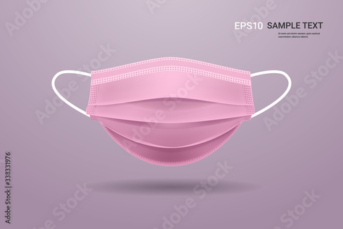 pink antiviral medical respiratory protection face mask coronavirus covid-19 prevention health care concept copy space horizontal vector illustration