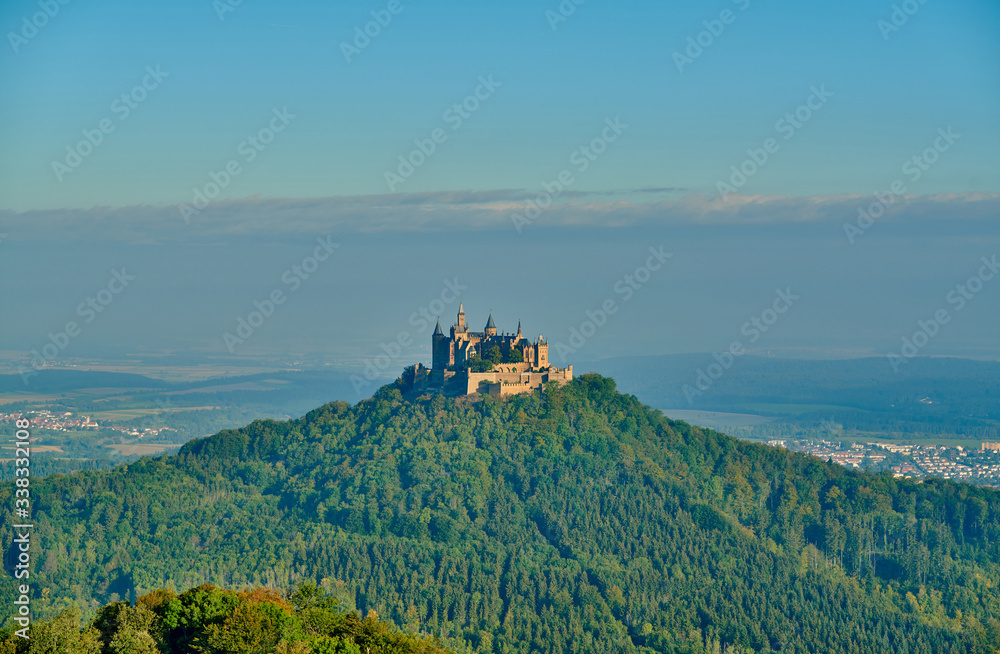 Fototapeta premium Hilltop Hohenzollern Castle on mountain top in Germany