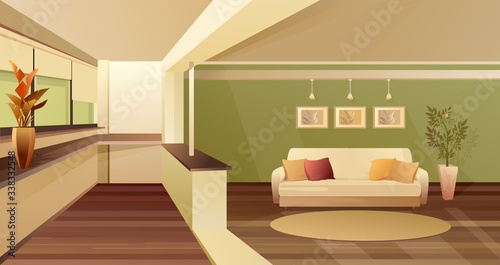 Hall balcony apartment interior vector