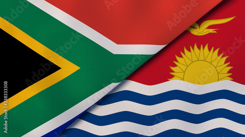 The flags of South Africa and Kiribati. News, reportage, business background. 3d illustration photo
