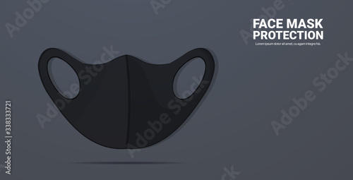 black antiviral medical respiratory face mask coronavirus protection covid-19 prevention health care concept copy space horizontal vector illustration