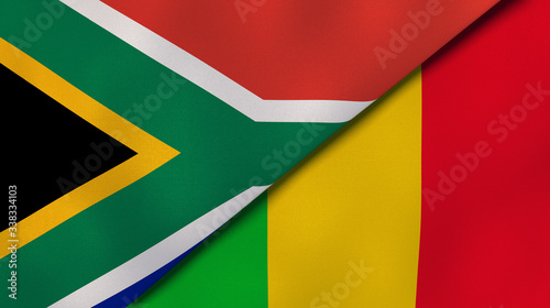 The flags of South Africa and Mali. News  reportage  business background. 3d illustration