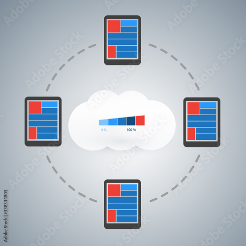 Cloud Computing Technology Design Concept - Overloaded Digital Network Connections, Near Exhausting Servers - Digital Internet Services at Full Capacity