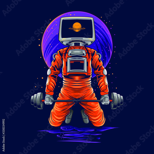 astronaut gym vector illustration design
