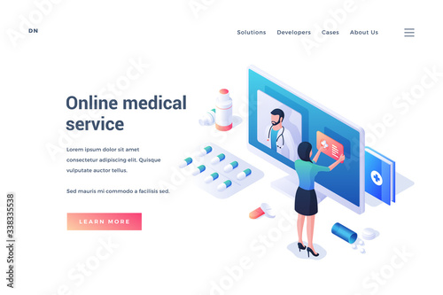 Web page with promotion of online medical service on Internet
