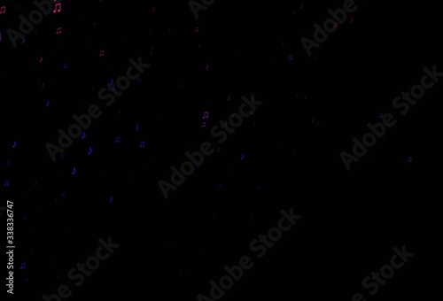 Dark Blue, Red vector background with music symbols.